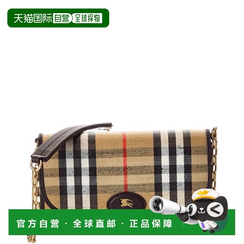 自营Burberry Highlands格子电子帆布和皮革钱包链 (正品预沙 美