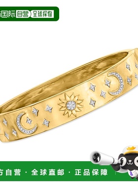 自营 Ross-Simons 钻石 Celestial 手镯 18 克拉黄金 18kt 纯银 -
