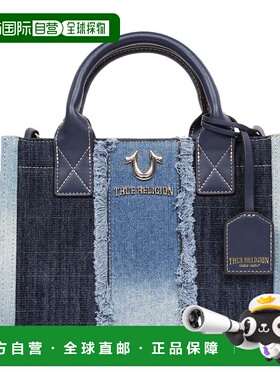 自营True Religion Frayed Denim Modern Tote with Removable St