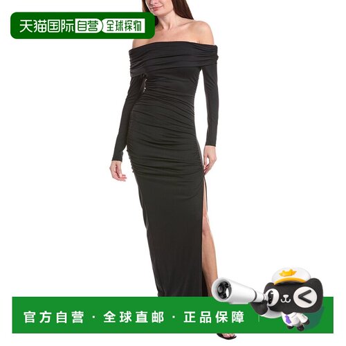 自营susana monaco One-Arm Off-Shoulder Side Slit Maxi Dress