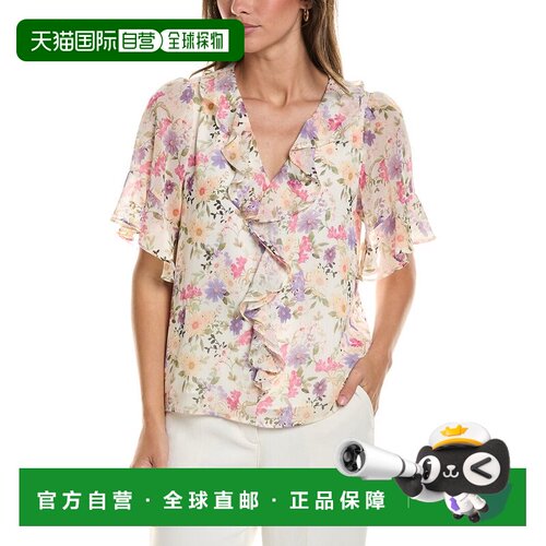 自营CeCe Flutter Sleeve Ruffled Top - Ivory 上衣美国直发奥莱