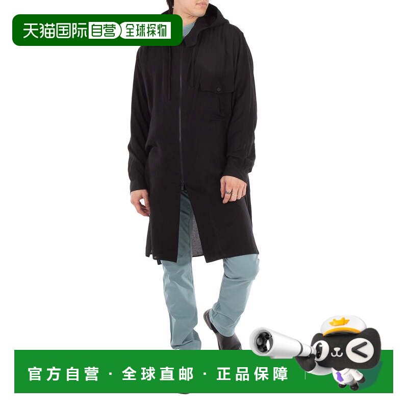 自营yohji yamamoto山本耀司A拉链风帽纤维素上衣-黑色 美国奥莱