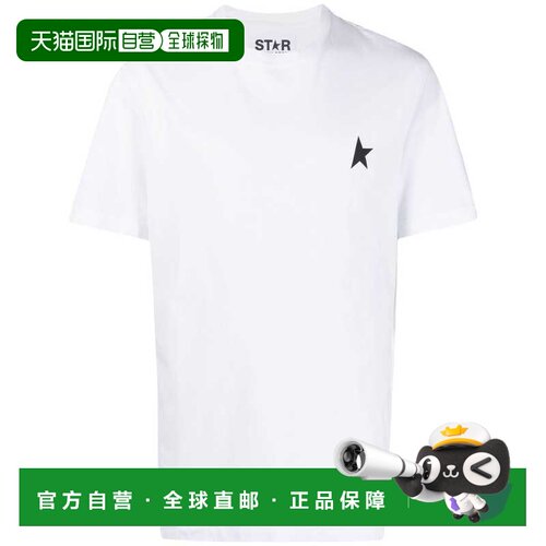 自营golden gooseWhite Short-Sleeve T-Shirt in Silk-Nylon Ble