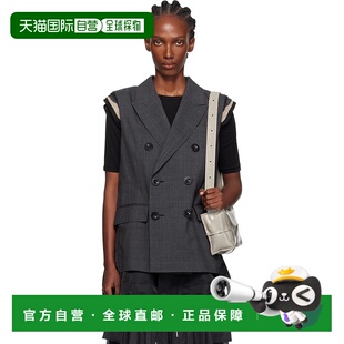 香港直邮潮奢 2508032 Sacai 灰色格纹马甲 grey灰色 女士 1h可退
