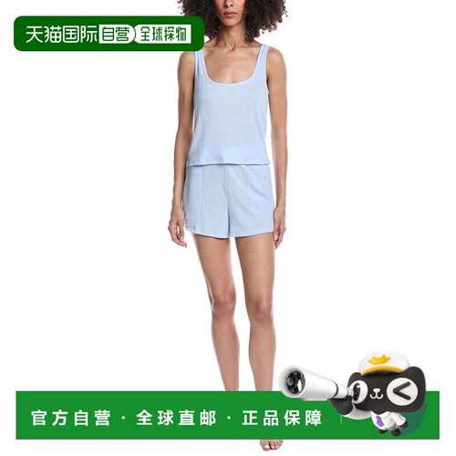 自营Splendid 2pc Crop Tank & Boxer Short Set - blue 美国奥莱