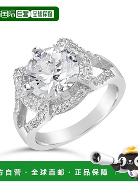 自营 sterling forever纯银分叉戒环 CZ 光环戒指 - 银 美国奥莱