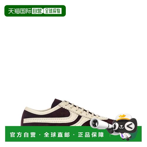 自营dries van noten对比条纹绒面革小牛皮运动鞋-黑色 美国奥莱