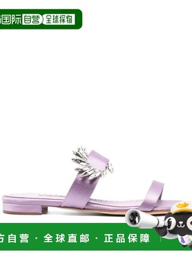 自营Manolo Blahnik Silk Flat Women's Sandals - purple 美国奥