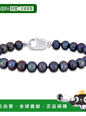 自营 Mimi & Max 8-8.5 毫米男士黑色淡水养珠手链带纯银龙虾扣 -