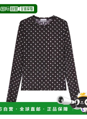 自营ganniSlim Fit Polyamide-Blend Polka Dot Top - black 美国