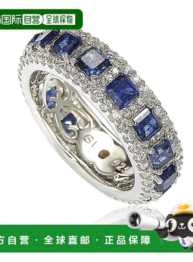 自营 Suzy Levian 纯银蓝宝石和钻石现代永恒戒指 蓝色 美国奥莱