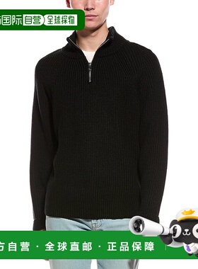 自营Slate & Stone Ribbed 1/4-Zip Mock Neck Sweater - black