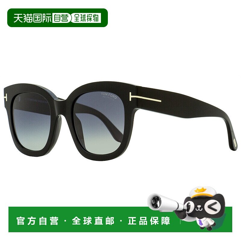 自营 Tom Ford 女式 Beatrix-02 太阳镜 TF613 01D 黑色 52 毫米