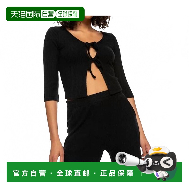 自营roxyLooking Good Tie Front Cardigan In Anthracite - anth