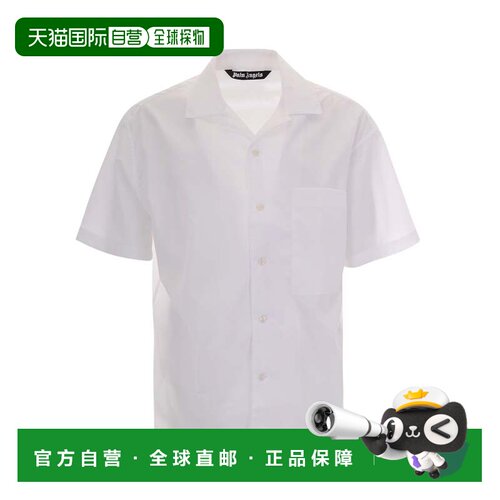 自营palm angelsCurved Logo Short-Sleeve Bowling Shirt - whit