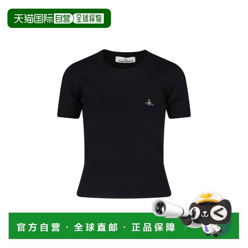 自营vivienne westwood黑色修身剪裁t恤，饰有刺绣徽章-黑色 美国