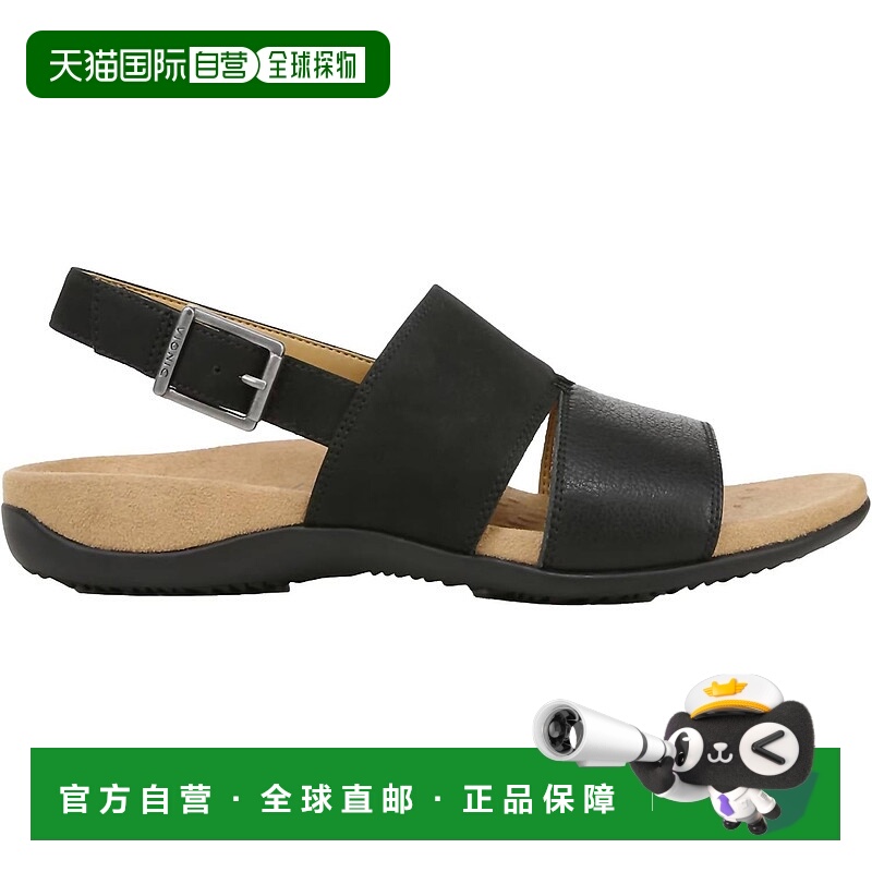 自营vionic女式Morro凉鞋，黑色皮革/牛磨砂革-黑色皮革/牛磨砂革