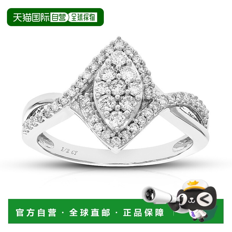 自营vir jewels1/2 克拉圆形切割实验室培育钻石 .925 纯银结婚订