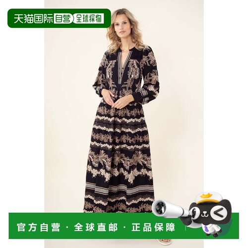 自营hale bobJanina Embroidered Maxi Dress - black 美国奥莱直