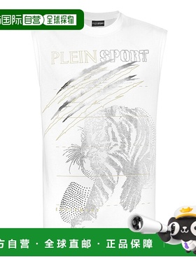 自营 plein sport棉圆点T恤圆领无袖Lamina Tiger-白色/浅金色 美