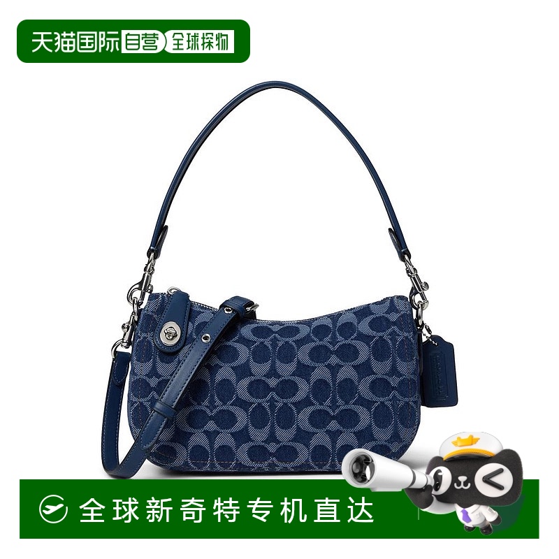 1h可退 【美国直邮】coach 女士 托特包蔻驰牛仔单肩包皮革真皮