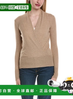 自营sofiacashmere现代人造羊毛和羊绒混纺毛衣-米色 美国奥莱直