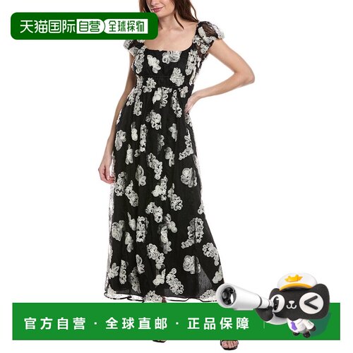 自营Rebecca Taylor Ribbon Lace Silk Maxi Dress - black 美国