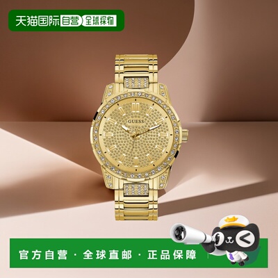 自营 guessGold-Tone and Rhinestone Analog Watch gold 美国奥