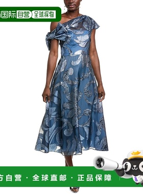 自营 Lela Rose Evelyn金属花丝绒混纺礼服-蓝色 美国奥莱直发