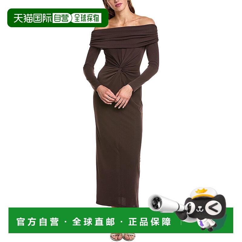 自营Carla Ruiz Off-The-Shoulder Midi Dress - brown 美国奥莱