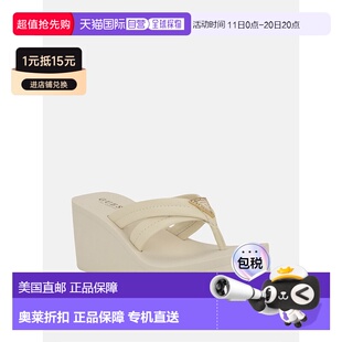 美国奥莱直发 象牙色150 自营 guessSarlow标志厚底凉鞋
