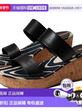 自营 Sam Edelman Alissa I1997L2001女式凉鞋10.5黑色皮革坡跟KH