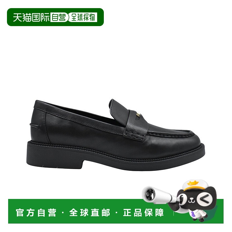 自营michael korsBlack Leather Laced Flat Shoes - black 美国