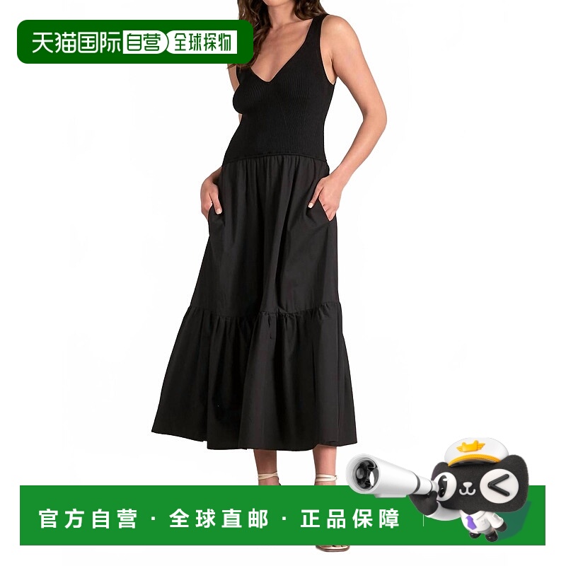 自营elanWomen's Maxi Tank Dress In Black - black 美国奥莱直