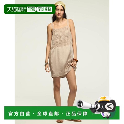 自营lucky brandLucky品牌女士蕾丝吊带迷你连衣裙-中号棕色 美国
