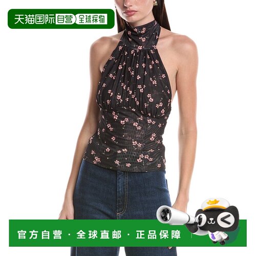 美国直邮自营AFRM Lune Tie Neck Open Back Top - black 美国奥
