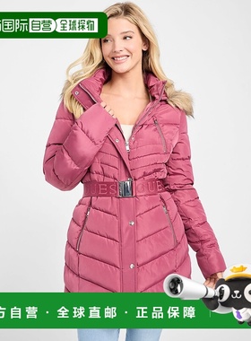 自营guessStevie Hooded Puffer Coat - envy pink 美国奥莱直发