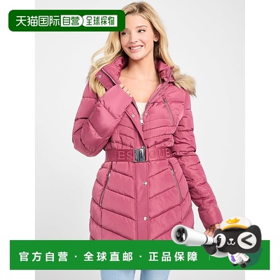 自营guessStevie Hooded Puffer Coat - envy pink 美国奥莱直发