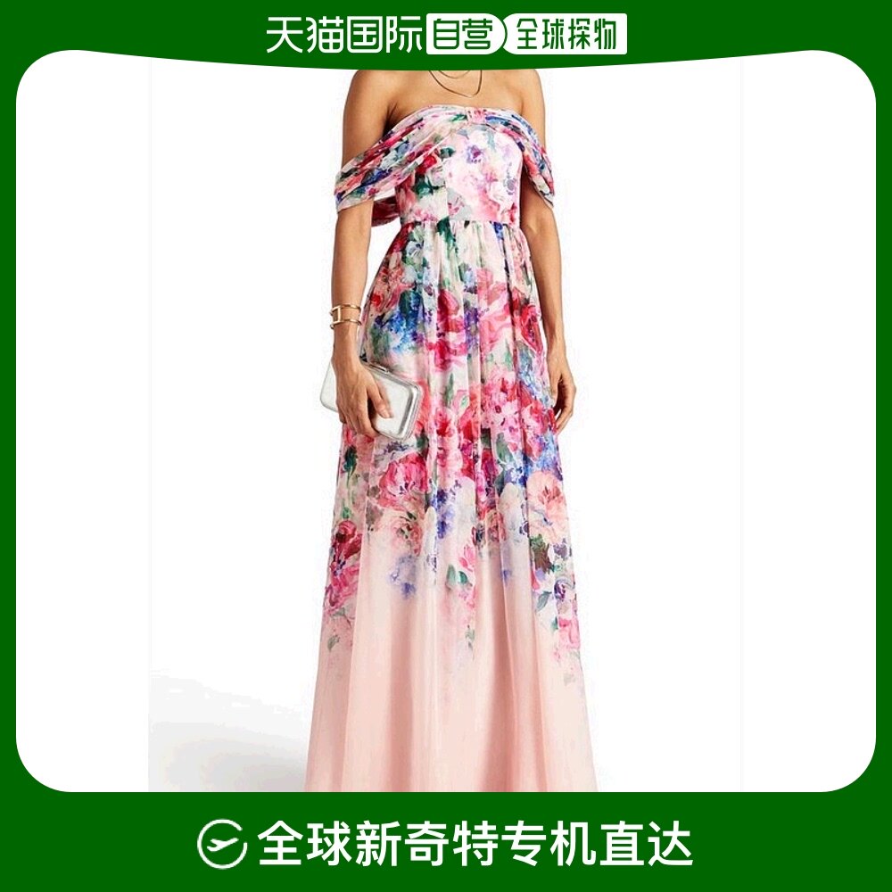 美国直邮marchesa 女士 裙子长裙印花宽松礼服晚礼服