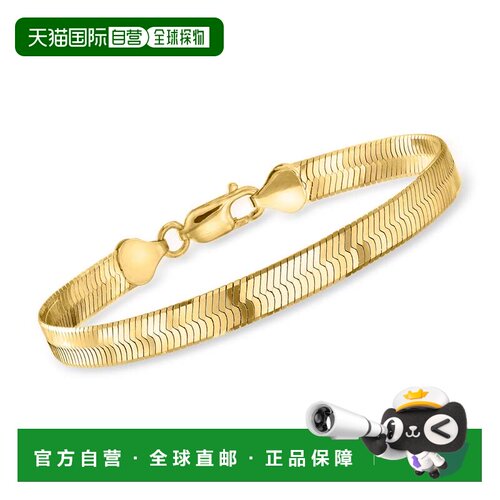 自营Ross-Simons Italian 6mm 18kt Gold Over Sterling Herringb