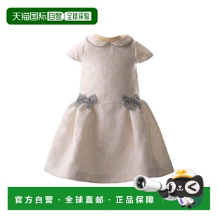 自营Rachel Riley蝴蝶结锦缎连衣裙-白色 美国奥莱直发