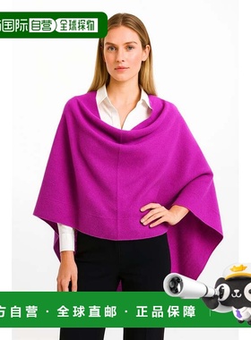 自营in2Cashmere Poncho with Textured Border - electric berry