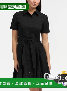 自营 Ellen Tracy女式短袖喇叭形衬衫连衣裙-黑色 美国奥莱直发