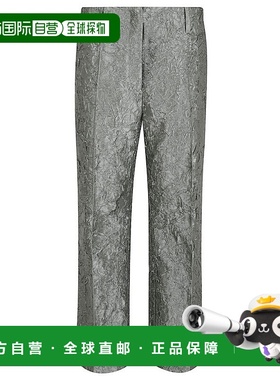 自营 dries van noten褶皱修身及踝长裤-蓝色 美国奥莱直发直筒裤