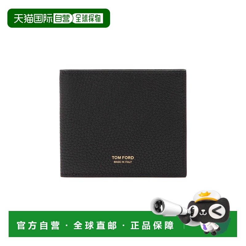 自营tom fordT-Line Bifold Wallet In Black Leather - black 美