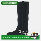 Black Boots Suede Detail 自营Casadei Length Chain Knee bla