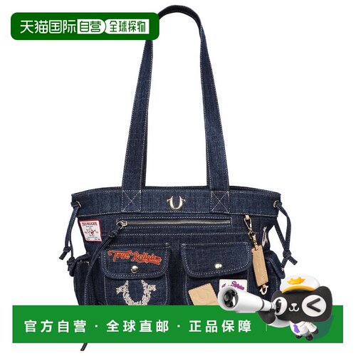 自营True Religion Multi-Patch Denim Tote - dark denim 美国奥