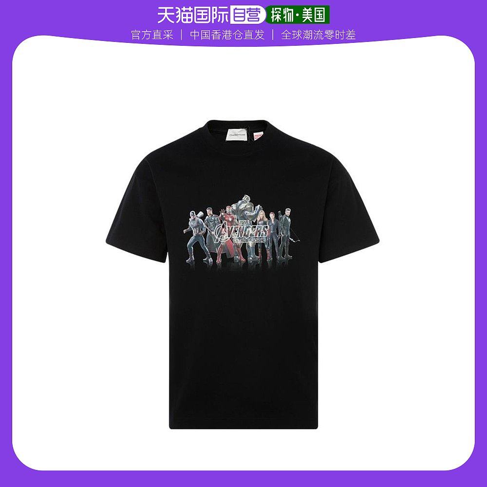 香港直发charlie luciano男士t恤黑色简约休闲外穿654092t634008