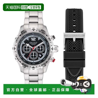 自营Nautica Mens Nst Stainless Steel And Silicone Quartz Ana