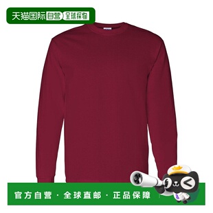 Gildan 厚棉长袖 T 恤 - 深红色 【美国奥莱】直发